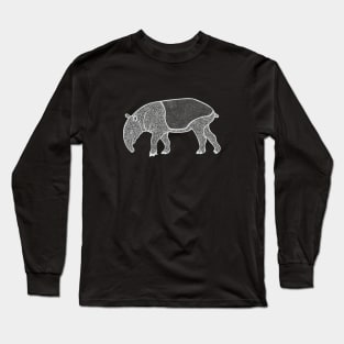 Malayan Tapir Ink Art - cute animal design - dark colors Long Sleeve T-Shirt